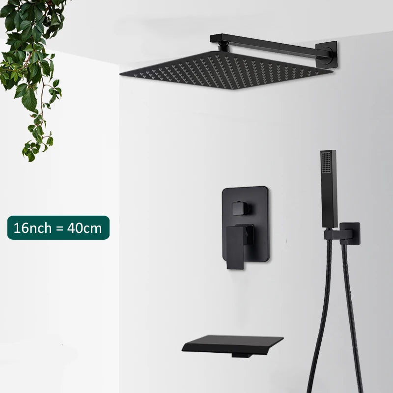 Quyanre Concealed Digital Rainfall Shower System With Tub Spout