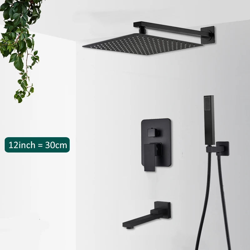 Quyanre Concealed Digital Rainfall Shower System With Tub Spout