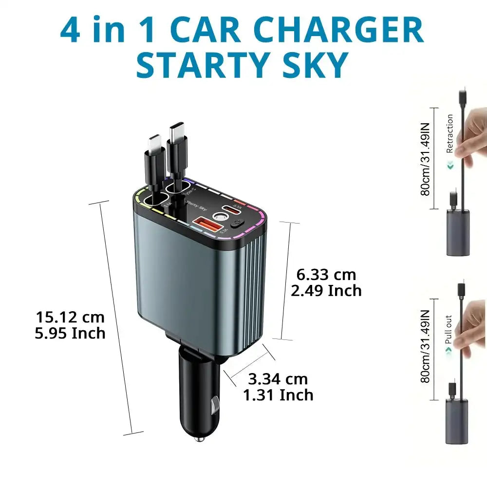 TutuCar Nexun Retractable Car Charger With Starry LED Cabin Light
