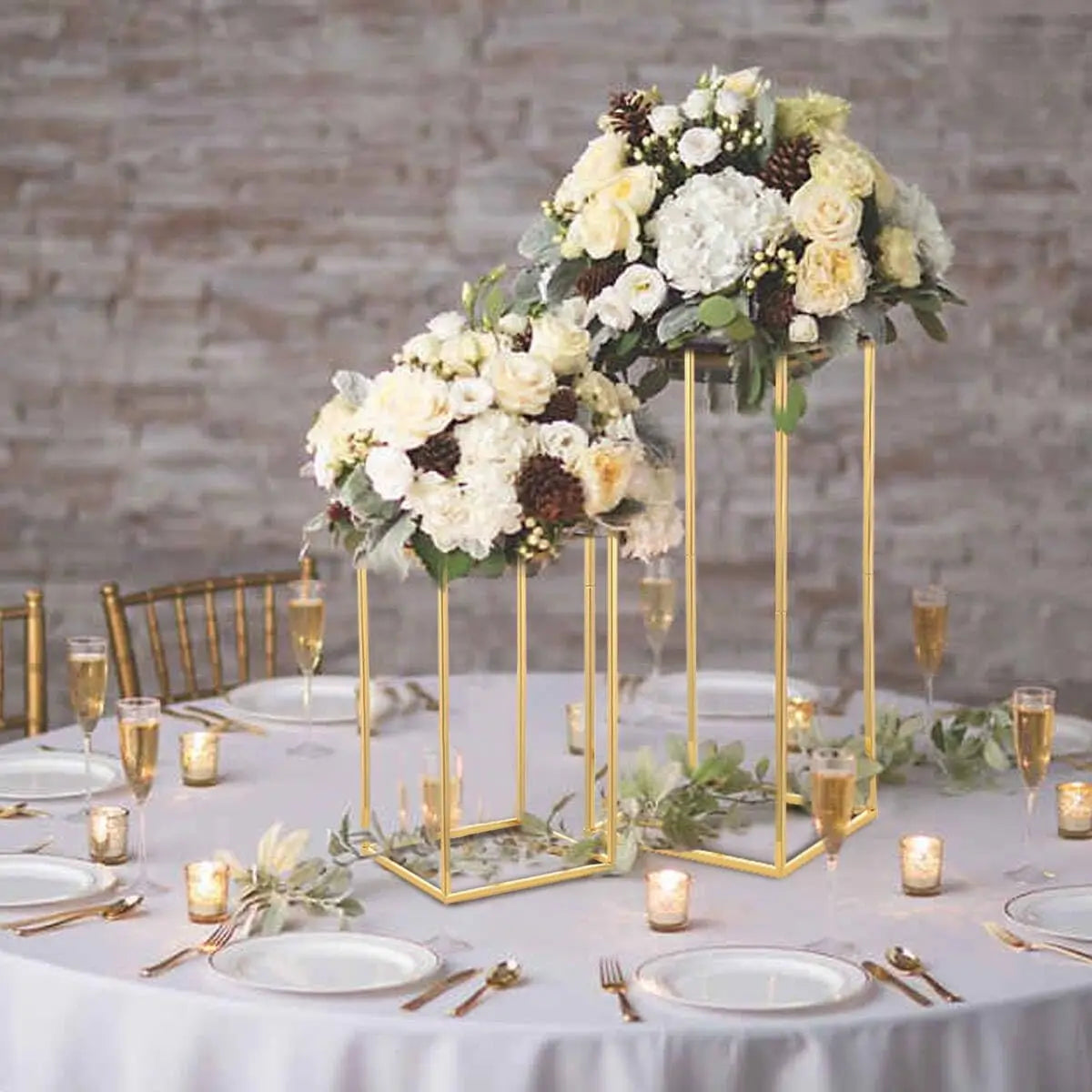 10pcs Gold Wedding Table Centerpiece Metal Flower Vase for Birthday Party Event Home Decor(40cm)