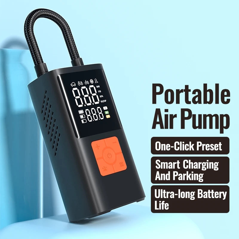 Portable Air Compressor Tire Inflator With Power Bank LED Light