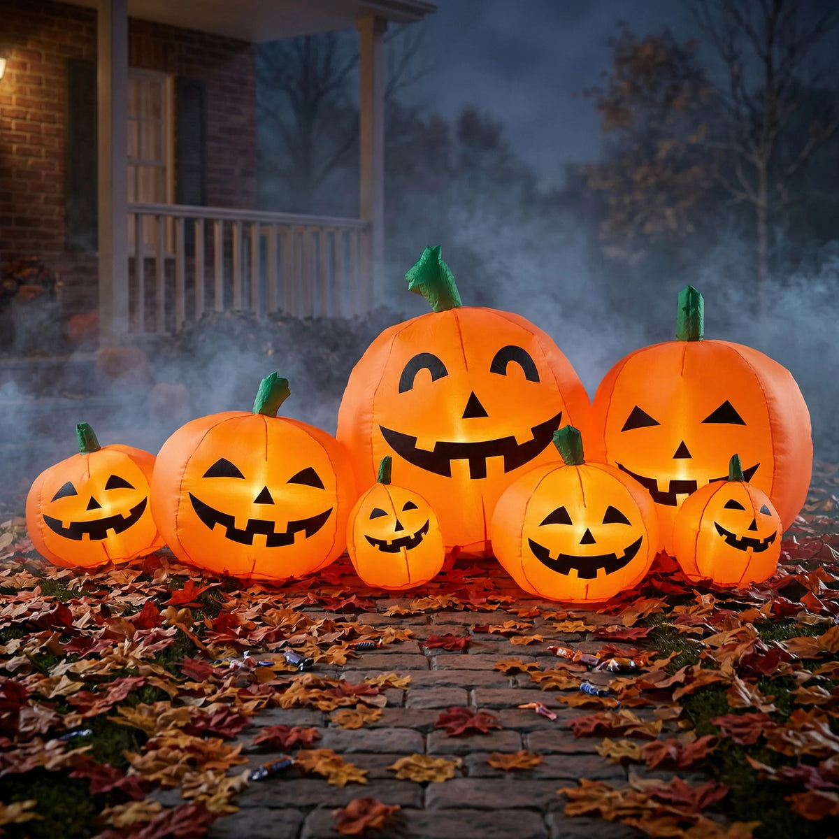 Inflatable Halloween Pumpkin with LED Lights 7.5ft Outdoor Holiday Yard Decoration for Fall and Thanksgiving 230cm 0.8A Fan 1000mA Transformer Lawn Festival Display Equipment