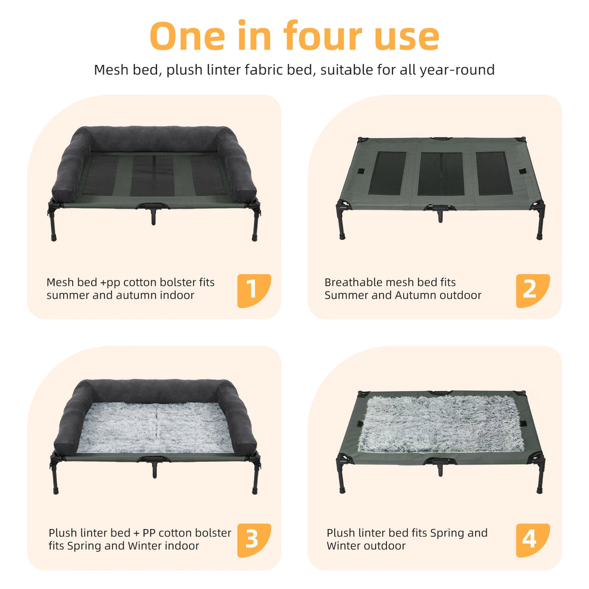 Cooling Elevated Dog Bed for Large Dogs, Indoor & Outdoor Raised Dog Warm Bed with Breathable Mesh ,Pet Hammock Winter