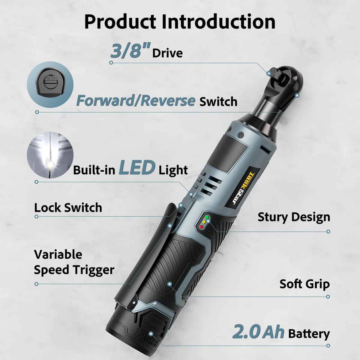 Taskstar Cordless Electric Ratchet Wrench Kit With Batteries And Sockets