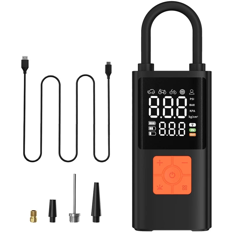 Portable Air Compressor Tire Inflator With Power Bank LED Light