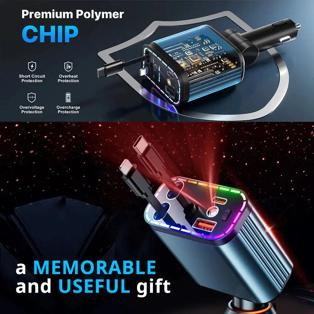 TutuCar Nexun Retractable Car Charger With Starry LED Cabin Light