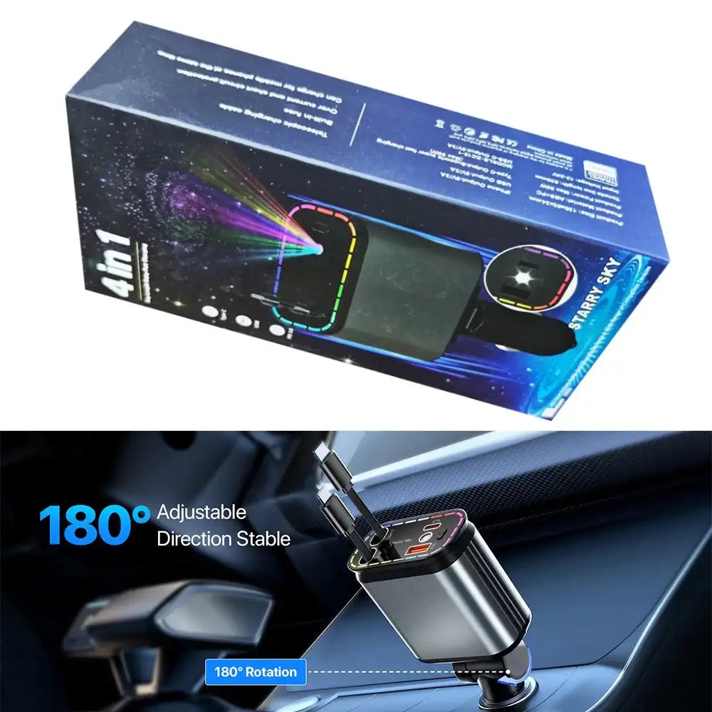 TutuCar Nexun Retractable Car Charger With Starry LED Cabin Light