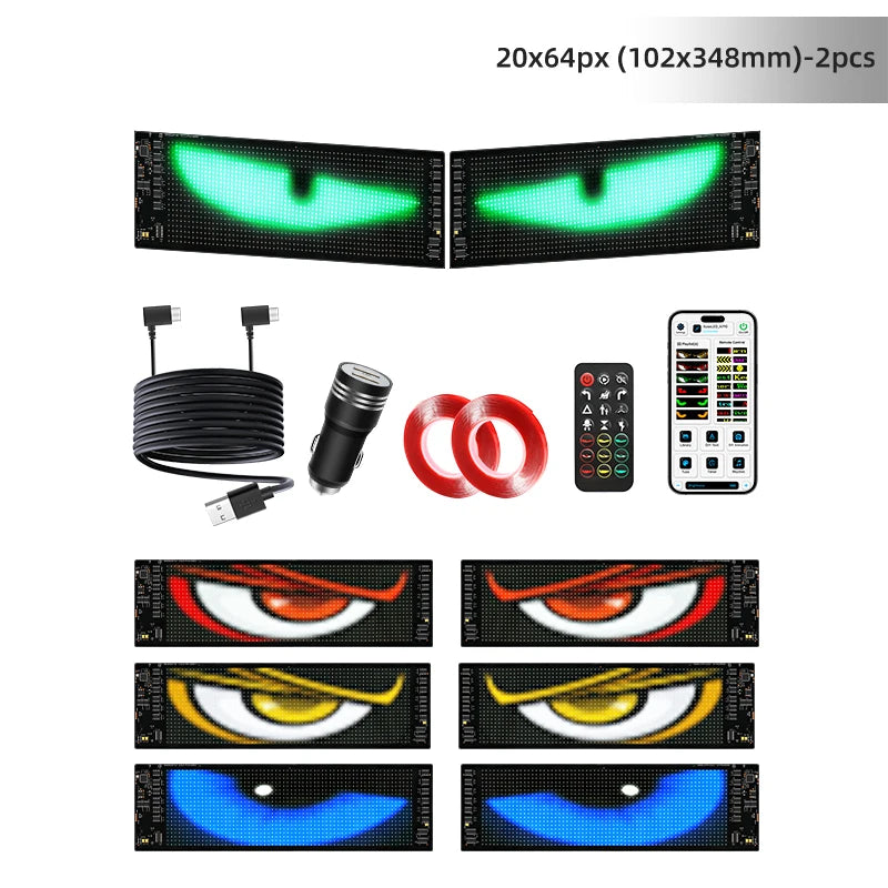 Programmable Windshield LED Display With Dynamic Devil Eyes For Vehicles