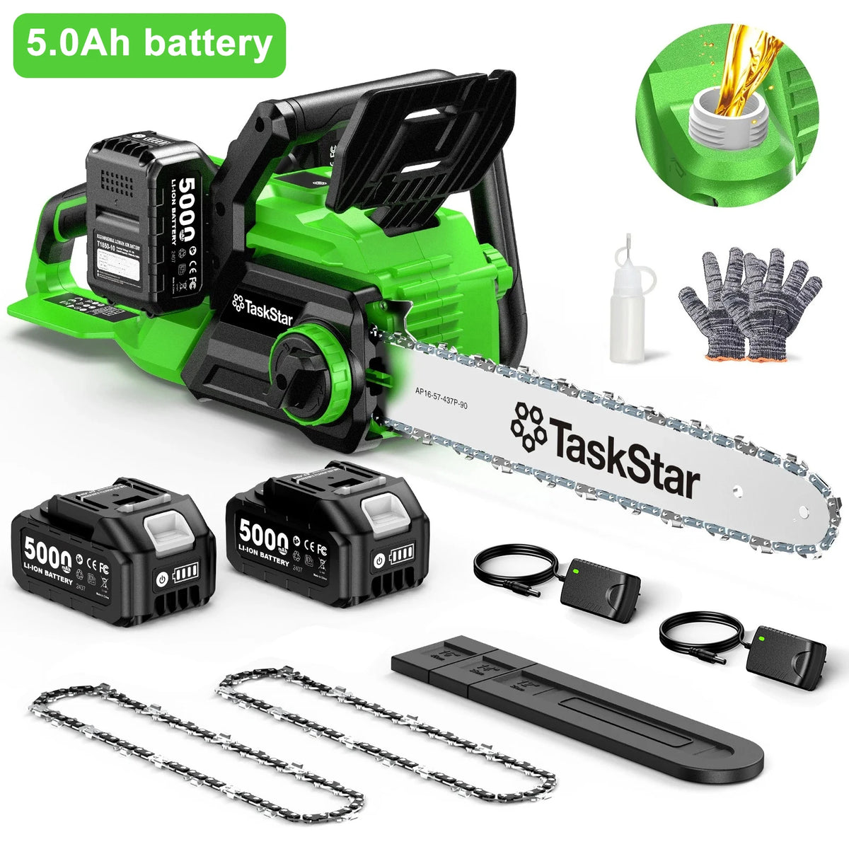 TaskStar 40V Brushless Cordless Chainsaw for Wood Cutting