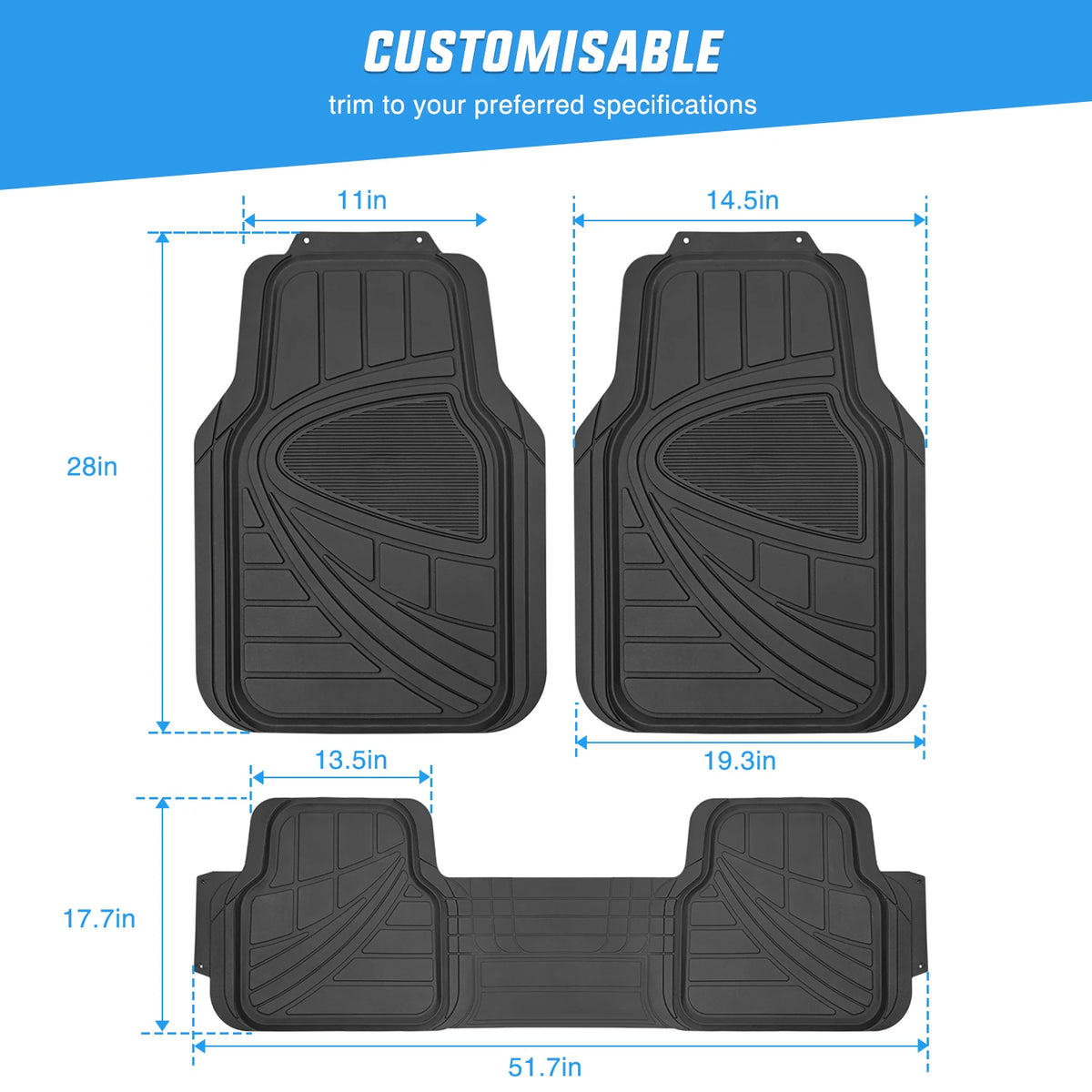 Nilight Universal Trim To Fit PVC Floor Mats All Weather Protection