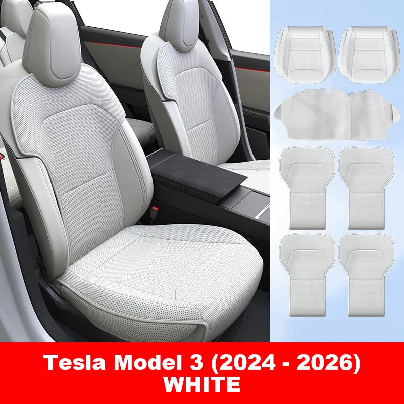 Nappa Leather Breathable Seat Cushions For Tesla Model 3 Y