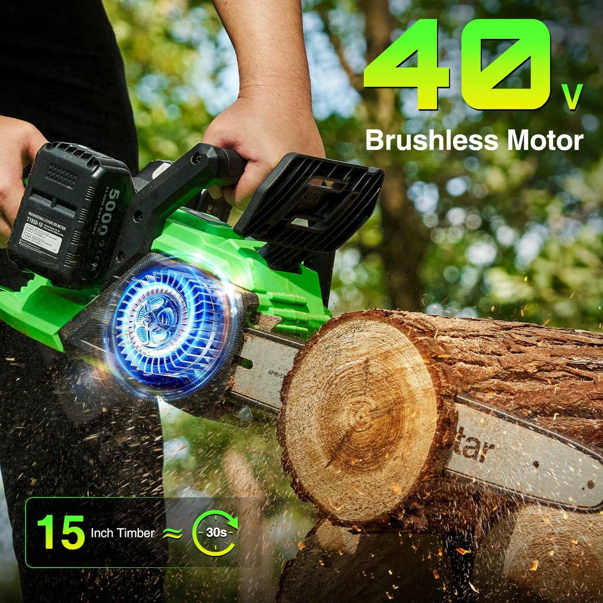 TaskStar 40V Brushless Cordless Chainsaw for Wood Cutting