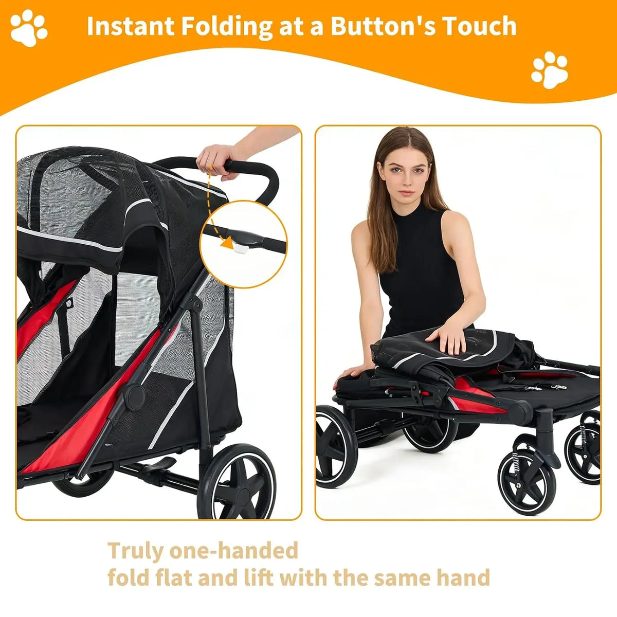 Garvee Multi Functional Pet Cart Lightweight And Foldable Multiple Cats Dogs And Outdoor Carts Heavy-Duty Large Dog Stroller with Mesh Ventilation, Removable Bed, Storage Basket For Dogs Cat