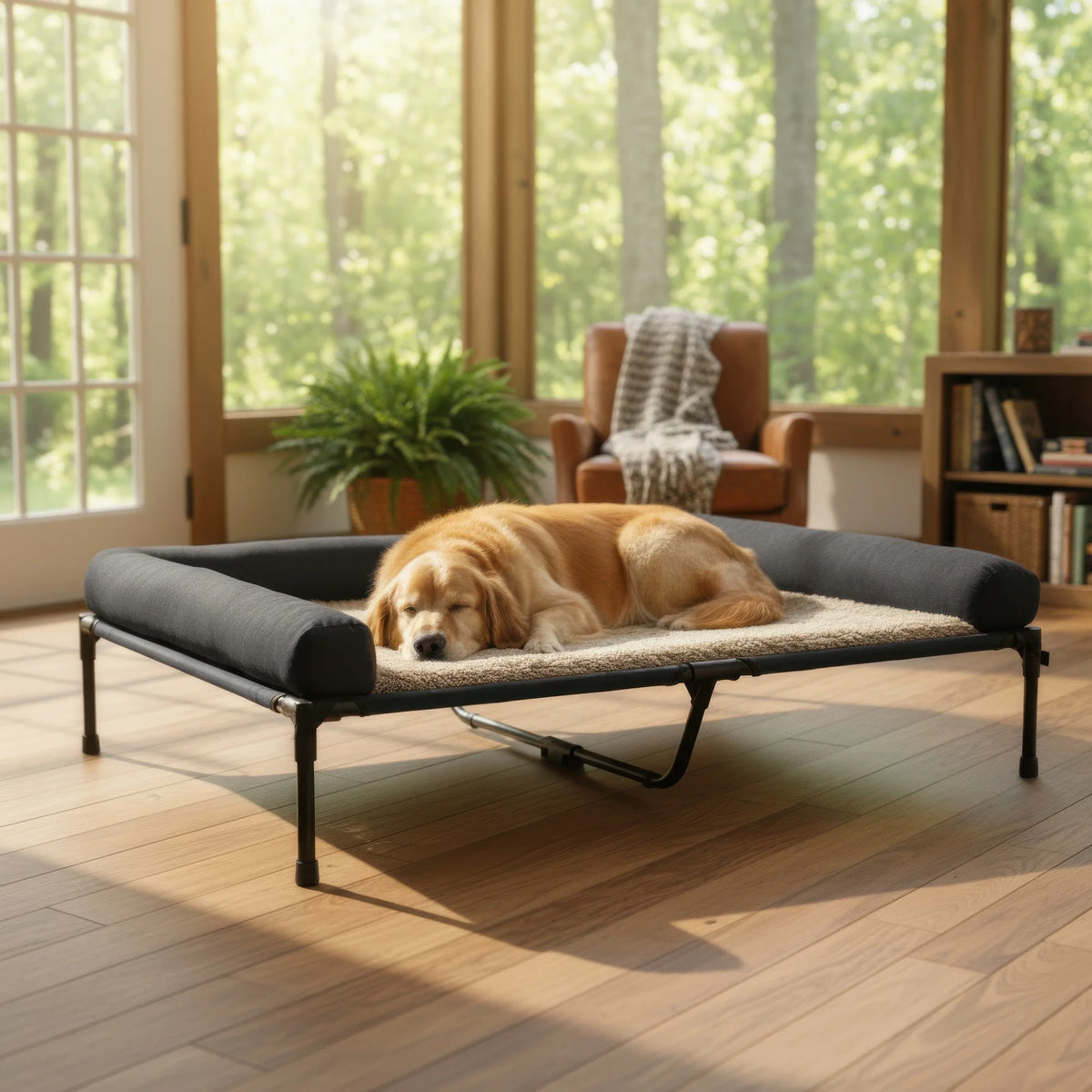 Cooling Elevated Dog Bed for Large Dogs, Indoor & Outdoor Raised Dog Warm Bed with Breathable Mesh ,Pet Hammock Winter