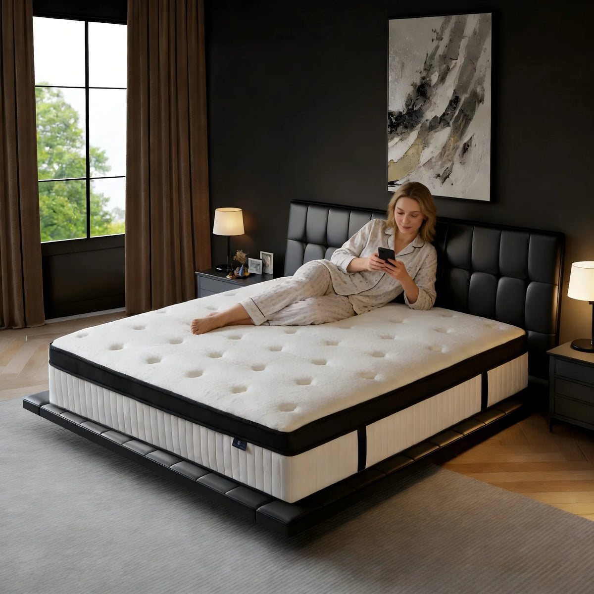 CAREBODY 12/14 Inch Queen Size Hybrid Double Mattress with Memory Foam and Pocket Springs, Medium Firm,Motion Isolation