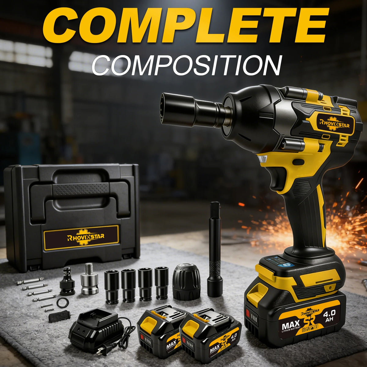 RhovixStar Brushless Cordless Impact Wrench With Variable Speed