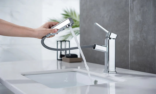 DQOK bathroom basin faucets basin mixer sink faucet Pull Out bathroom water mixer Chrome brass Modern Washbasin faucets Black