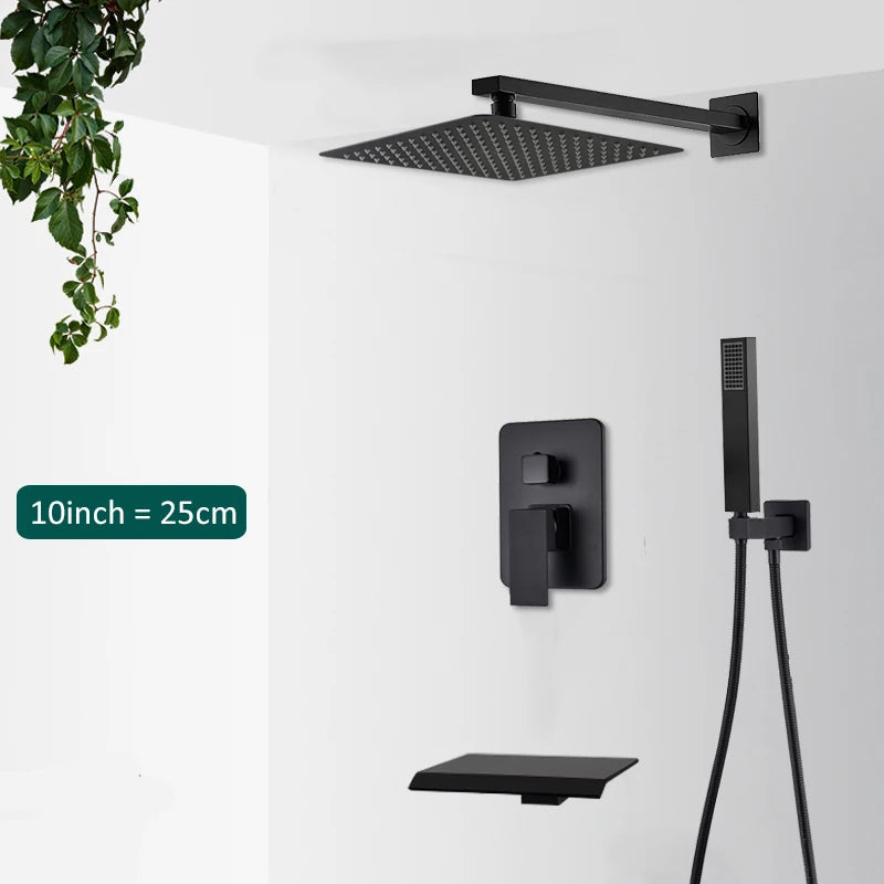 Quyanre Concealed Digital Rainfall Shower System With Tub Spout