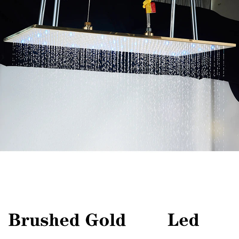 Nickel/Chrome/Black LED 40cm/80cm rectangular brass shower nozzle faucet bathroom accessories top of head shower nozzle