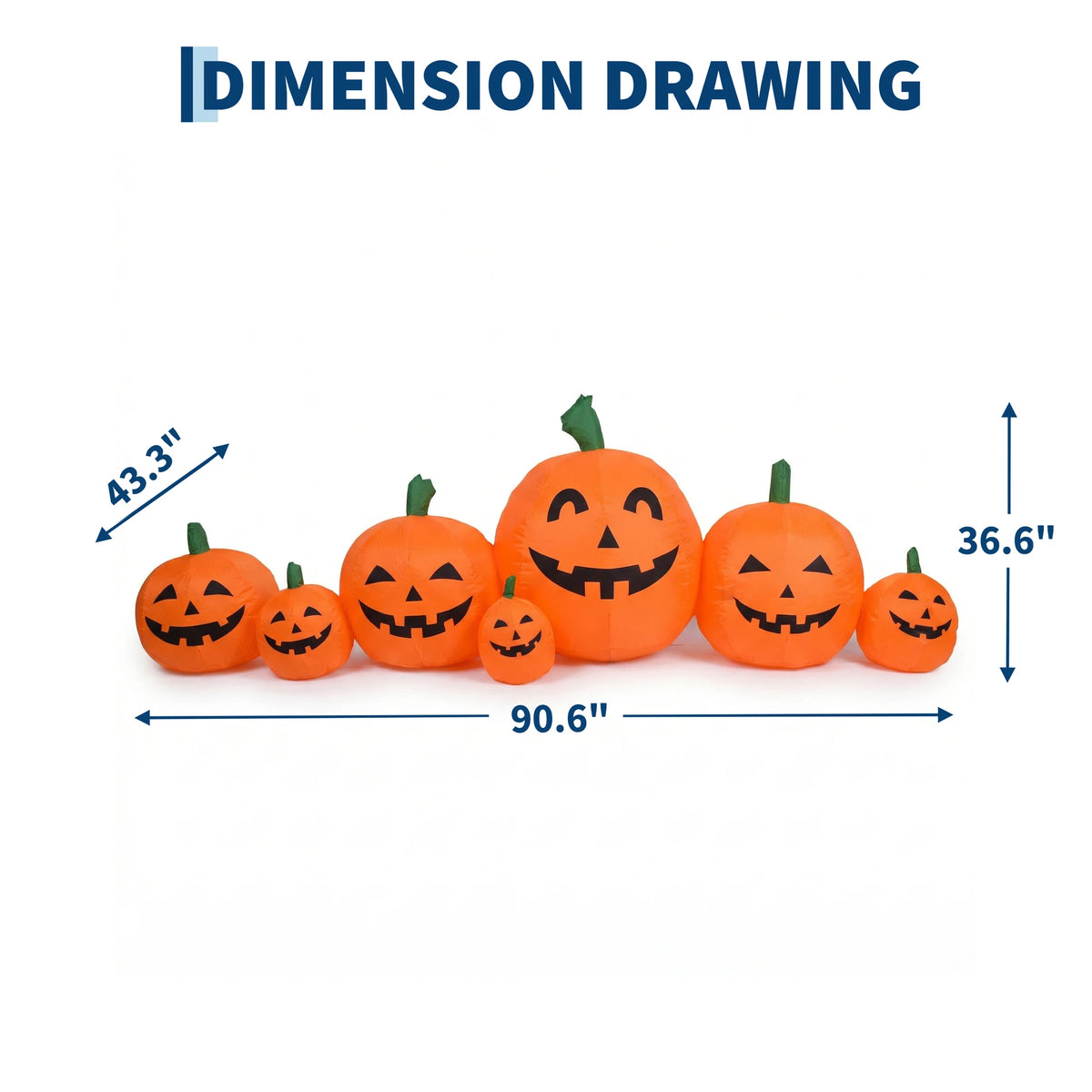 Inflatable Halloween Pumpkin with LED Lights 7.5ft Outdoor Holiday Yard Decoration for Fall and Thanksgiving 230cm 0.8A Fan 1000mA Transformer Lawn Festival Display Equipment