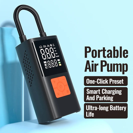 Portable Air Compressor Tire Inflator With Power Bank LED Light