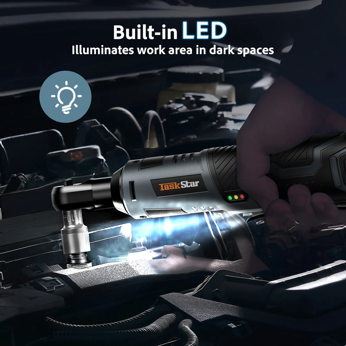 Taskstar Cordless Electric Ratchet Wrench Kit With Batteries And Sockets