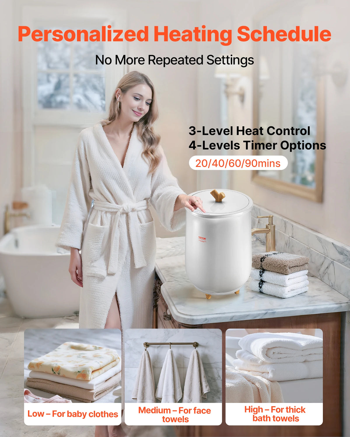 SucceBuy Towel Warmer Bucket 20L Heated Towel Warmer w/ LED Light Auto Shut off & Temperature Setting Large Blanket Warmers SPA