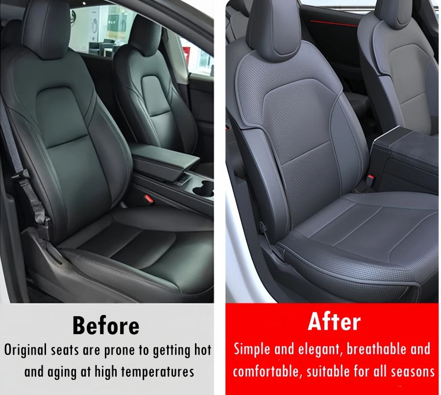 Nappa Leather Breathable Seat Cushions For Tesla Model 3 Y