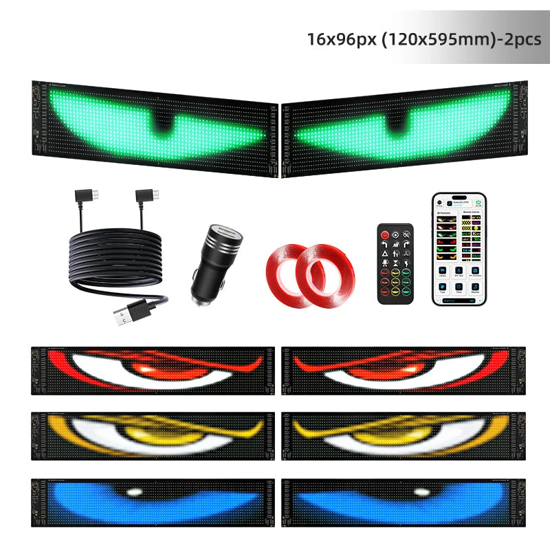 Programmable Windshield LED Display With Dynamic Devil Eyes For Vehicles