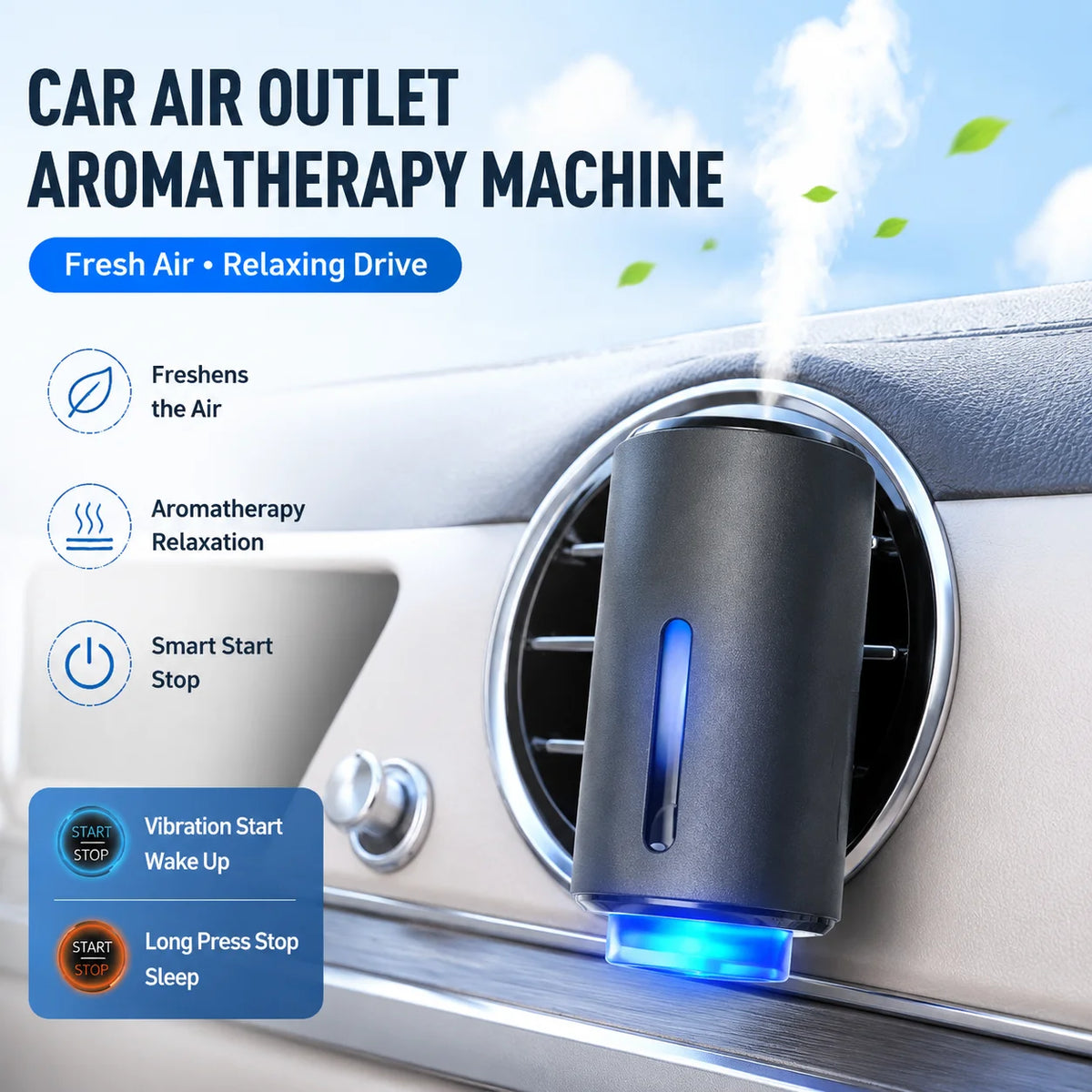Smart Car Air Vent Aromatherapy Diffuser With Sonic Sprayer