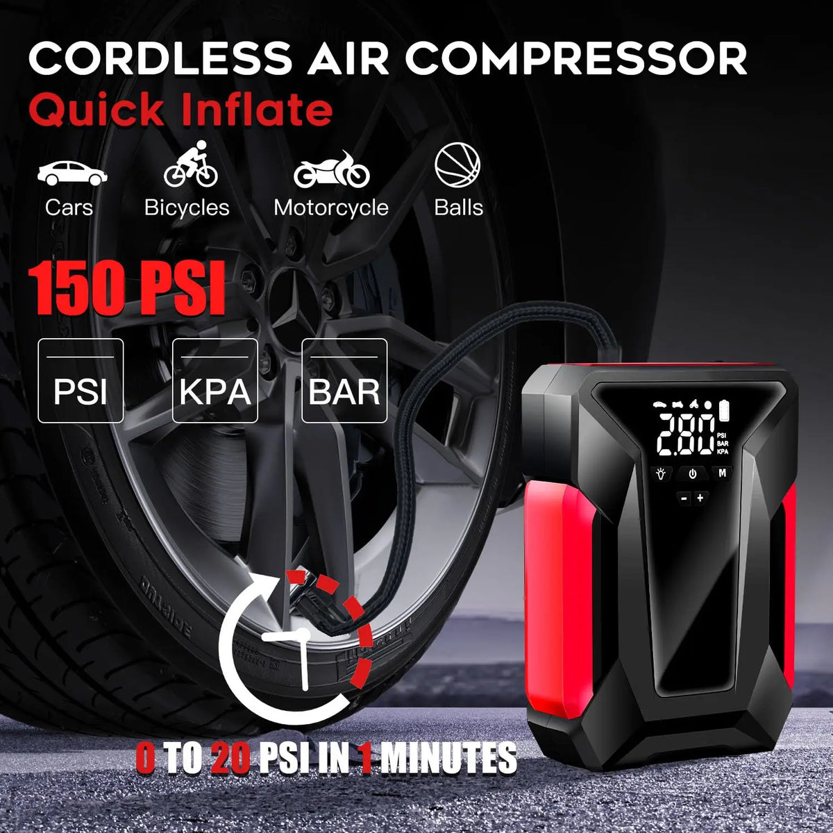 Car Jump Starter With Air Compressor And Battery Charger