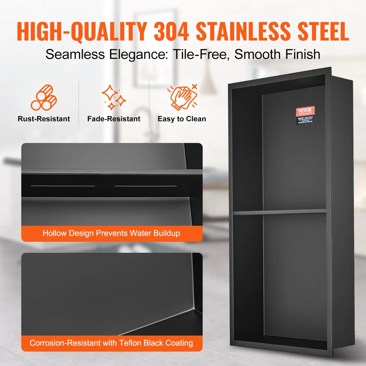 SucceBuy Stainless Steel Recessed Shower Niche With Double Shelves
