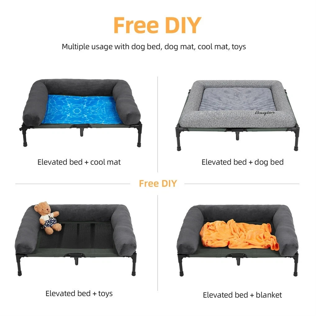 Cooling Elevated Dog Bed for Large Dogs, Indoor & Outdoor Raised Dog Warm Bed with Breathable Mesh ,Pet Hammock Winter