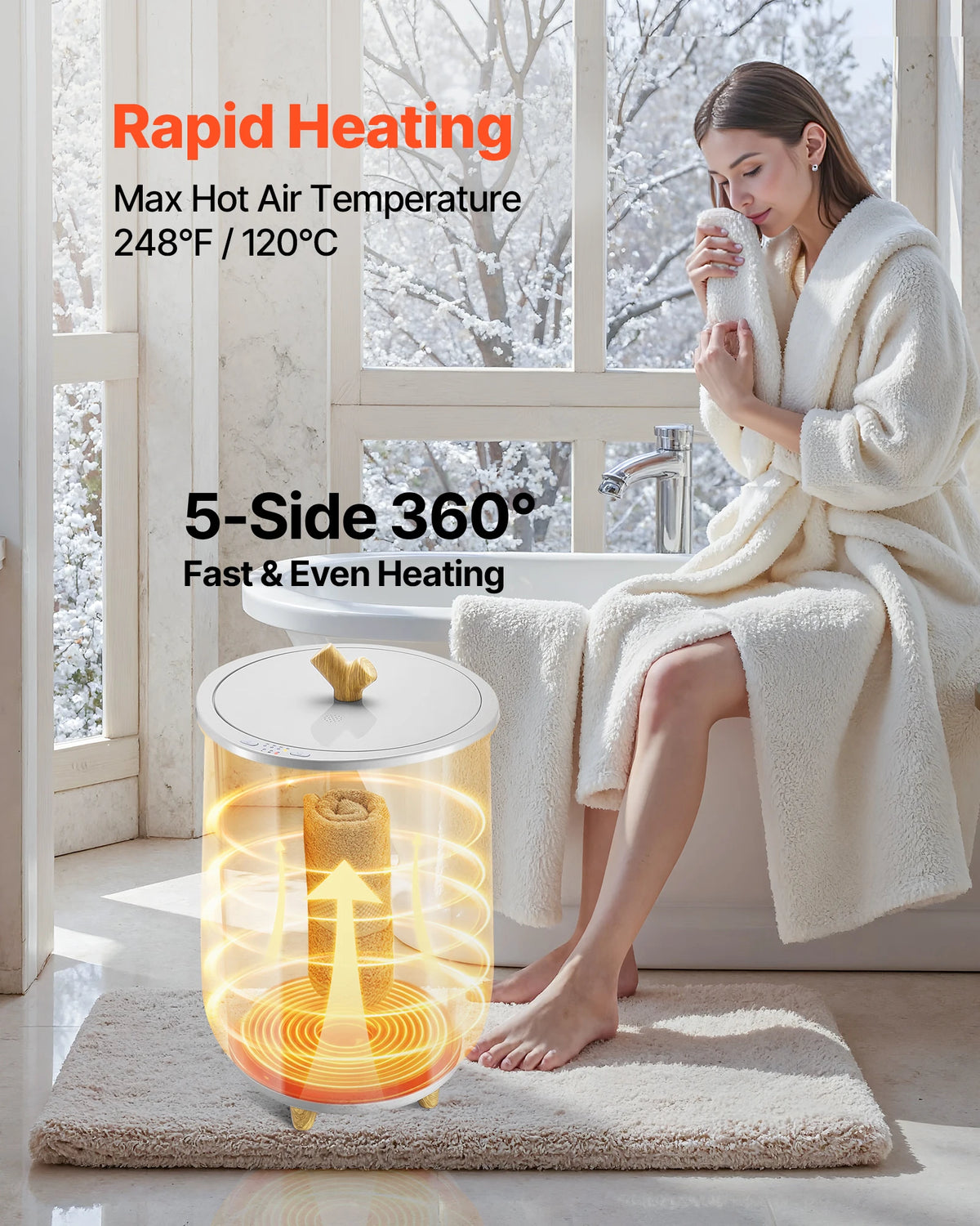 SucceBuy Towel Warmer Bucket 20L Heated Towel Warmer w/ LED Light Auto Shut off & Temperature Setting Large Blanket Warmers SPA