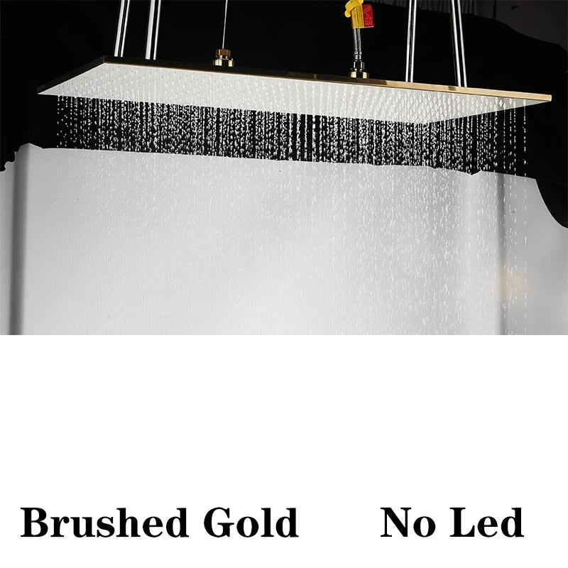 Nickel/Chrome/Black LED 40cm/80cm rectangular brass shower nozzle faucet bathroom accessories top of head shower nozzle