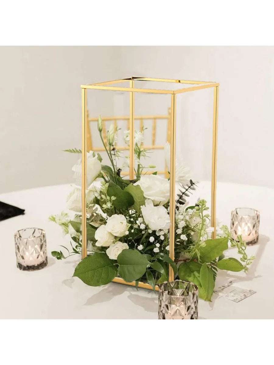 10pcs Gold Wedding Table Centerpiece Metal Flower Vase for Birthday Party Event Home Decor(40cm)