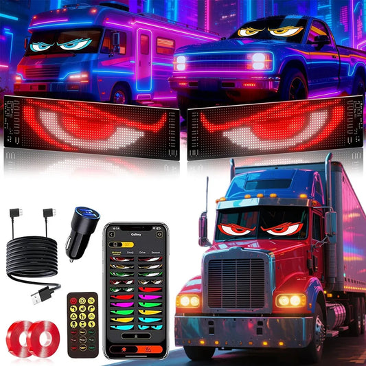 Programmable Windshield LED Display With Dynamic Devil Eyes For Vehicles