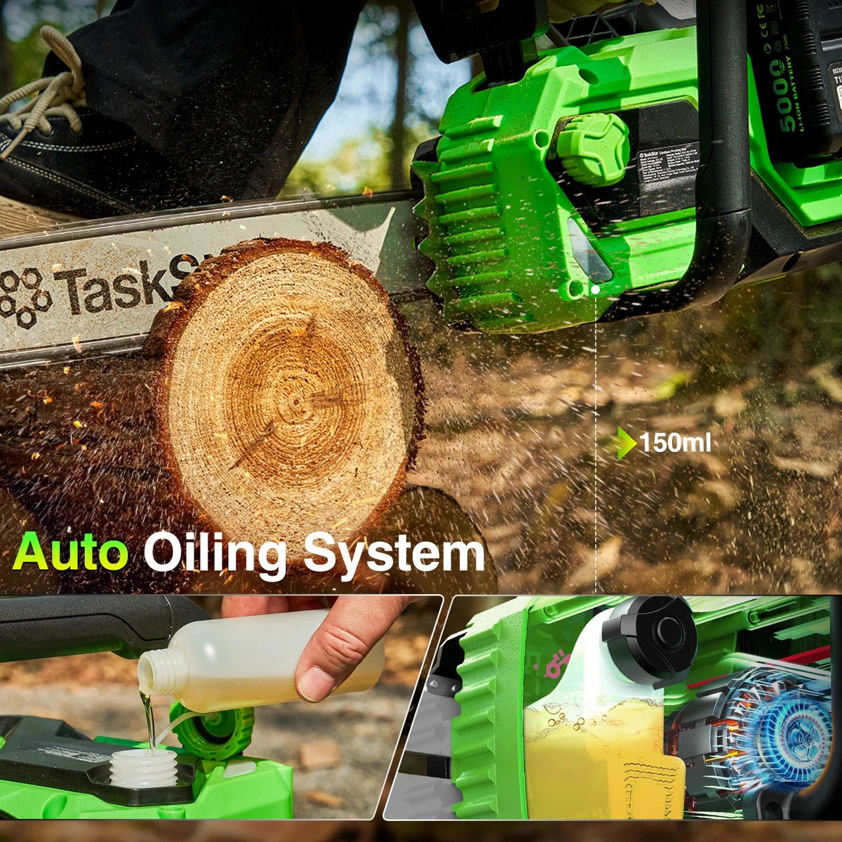 TaskStar 40V Brushless Cordless Chainsaw for Wood Cutting