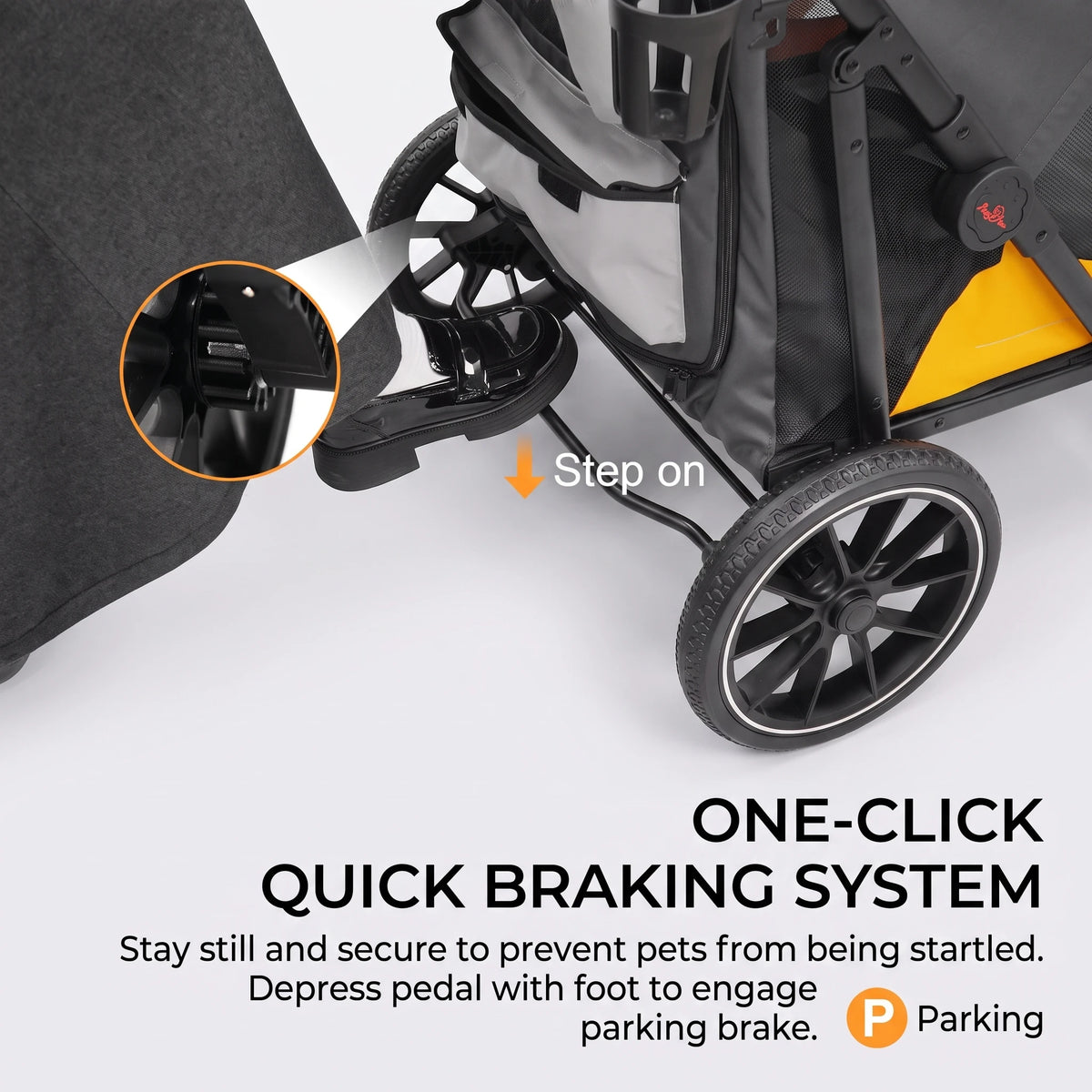 BingoPaw Dog Stroller for Large Medium Dogs up to 90 lbs, 4 Wheel Foldable Pet Stroller Pushchair with Dual Entry, Shock Absorption, Breathable Mesh Window & Cup Holder for Senior Injured Pets, Grey