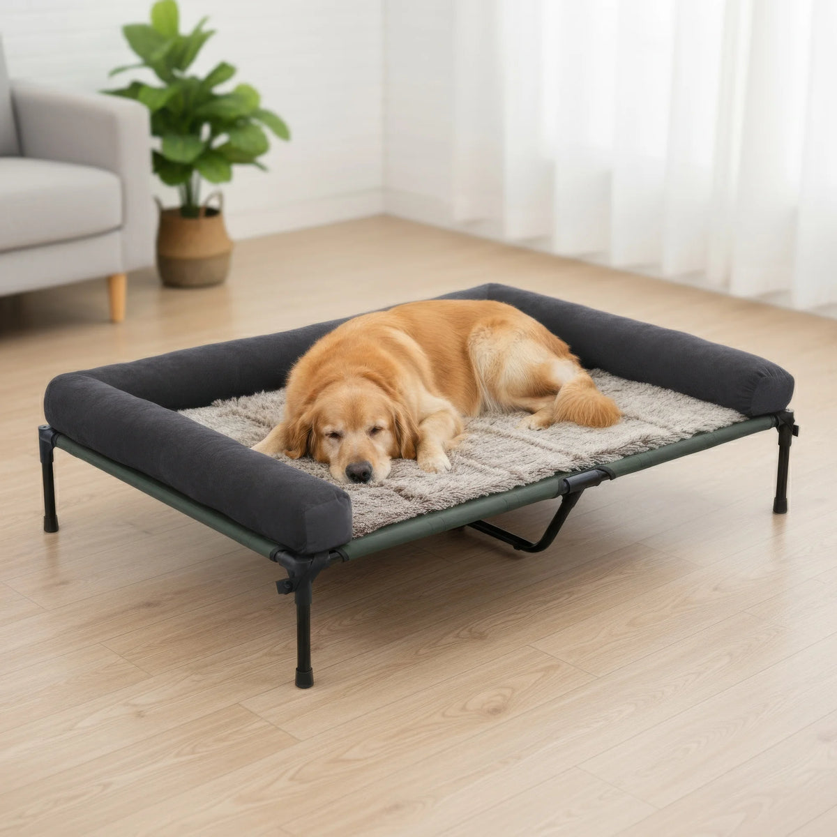 Cooling Elevated Dog Bed for Large Dogs, Indoor & Outdoor Raised Dog Warm Bed with Breathable Mesh ,Pet Hammock Winter