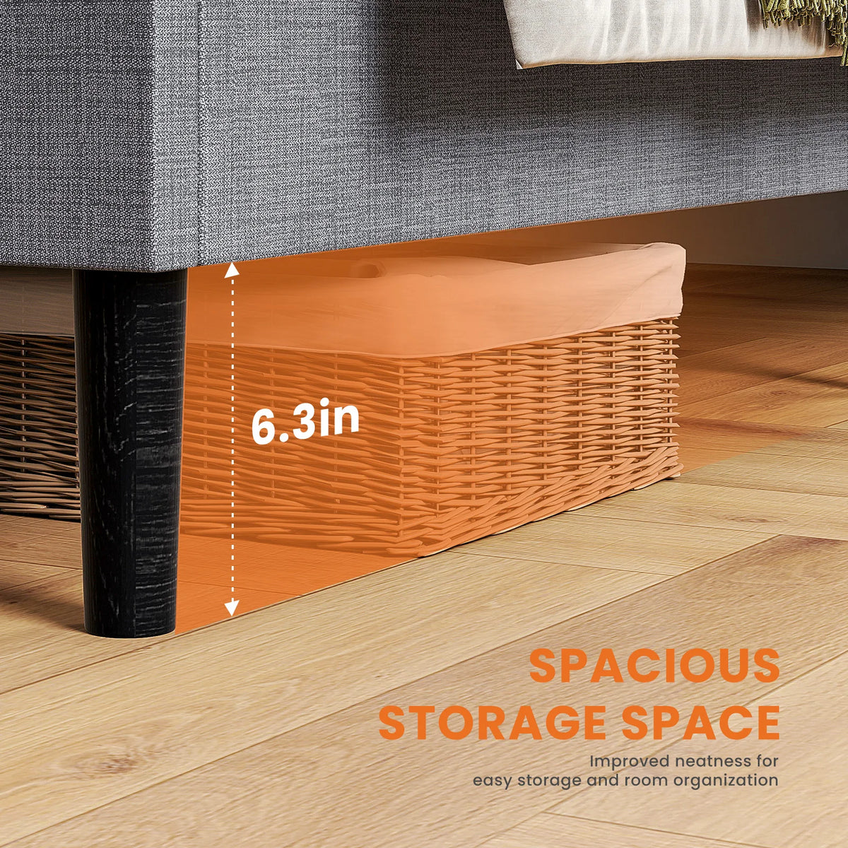 MCQ Basic Fabric Upholstered Bed Frame Platform Bed with Headboard 530LBS Sturdy Wooden Slats Support Easy Assembly Noise Free
