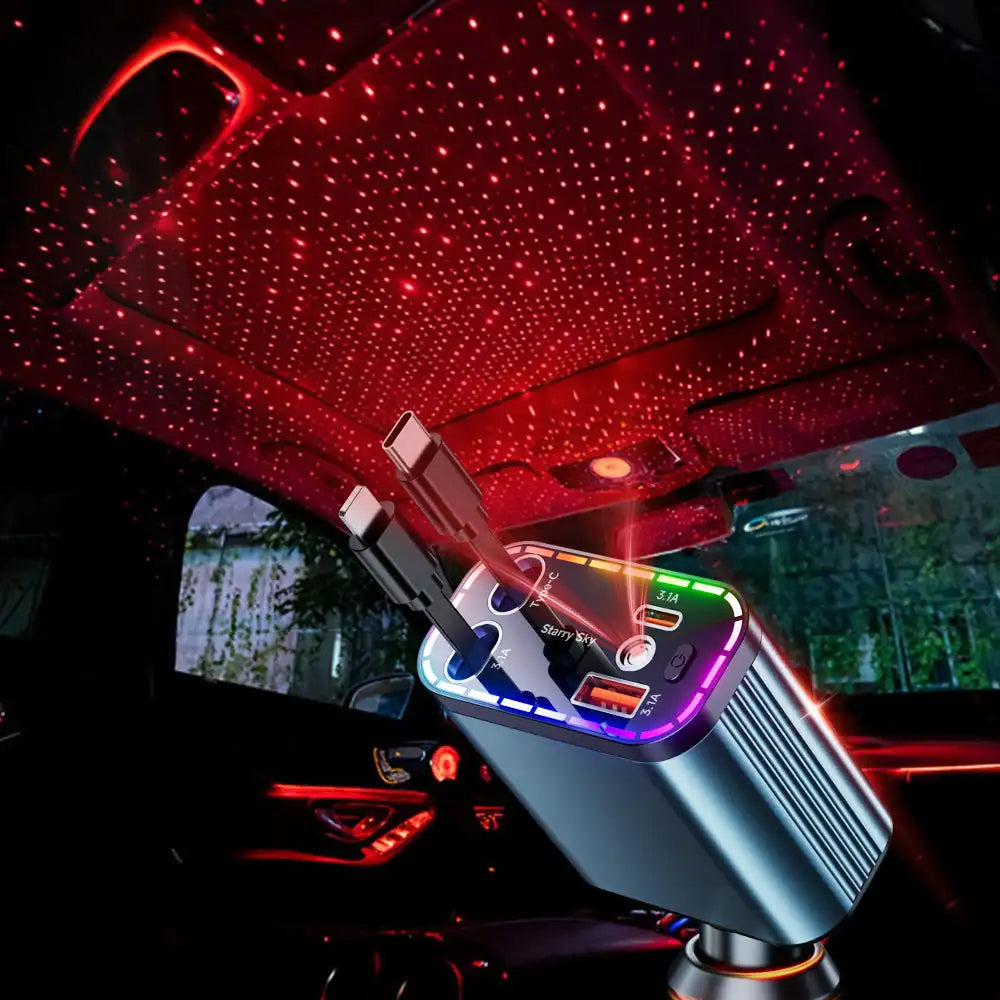 TutuCar Nexun Retractable Car Charger With Starry LED Cabin Light