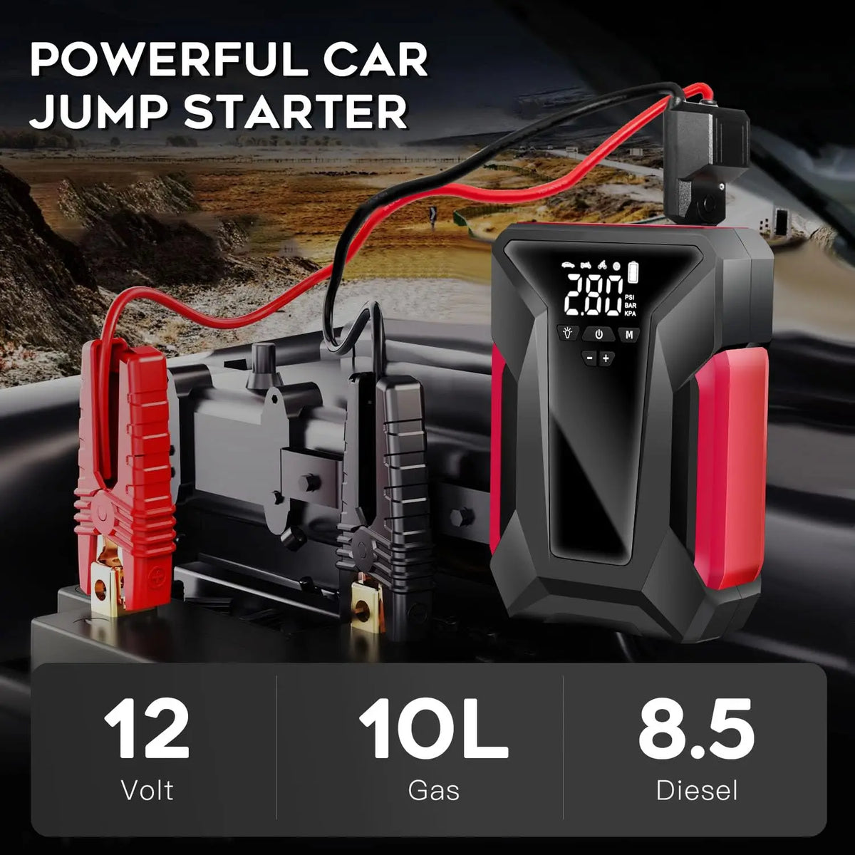 Car Jump Starter With Air Compressor And Battery Charger